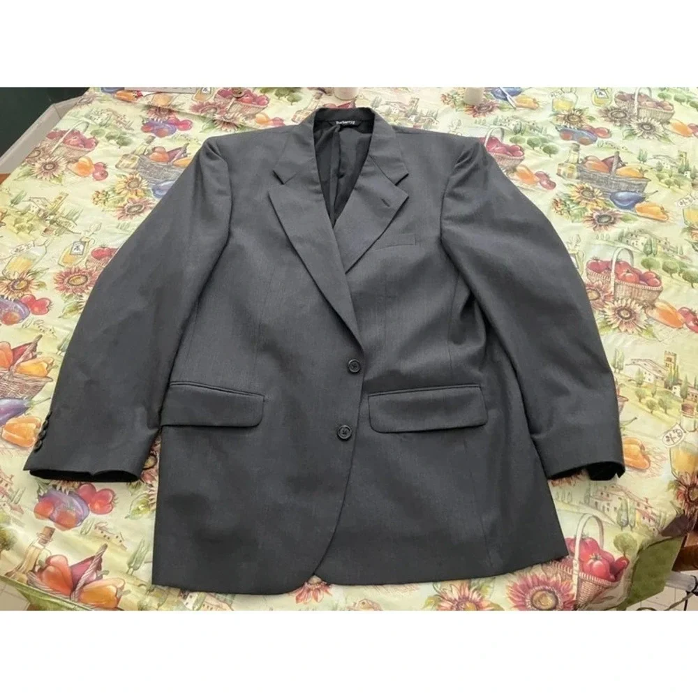 Vintage Burberrys Blazer Jacket Actual 40R Grey 100% Wool USA Old Money